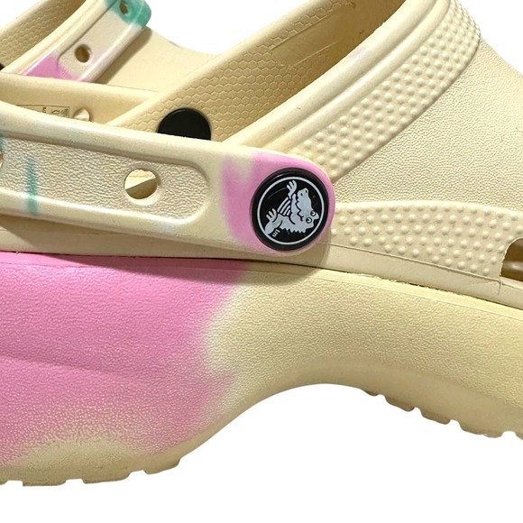 Crocs Classic Crush Clog Bone Pink Green Marble Tie Dye Platform Womens 6 208278 - Picture 6 of 8